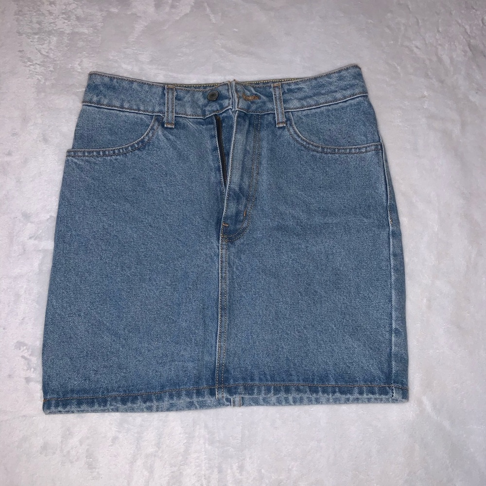 Blue denim skirt